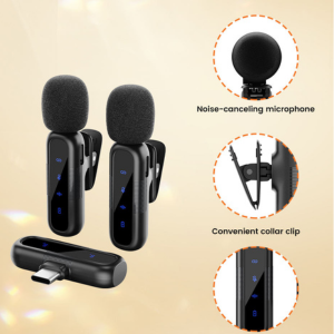 Wireless Lightweight Omni-Directional Lavalier Microphone with Noise Cancelling - Type-C & iPhone Compatible