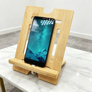 Natural Bamboo Adjustable Phone & Tablet Stand - Desktop Holder