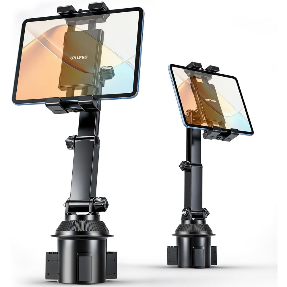 360° Rotation Car Cup Holder Phone & Tablet Mount for 5-17 Inch Devices - Universal Adjustable Car Phone Holder Stand
