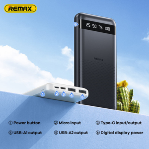 Remax Amzo 10000mAh Slim Fast Charging Power Bank - Lightweight Portable Charger with Digital Display