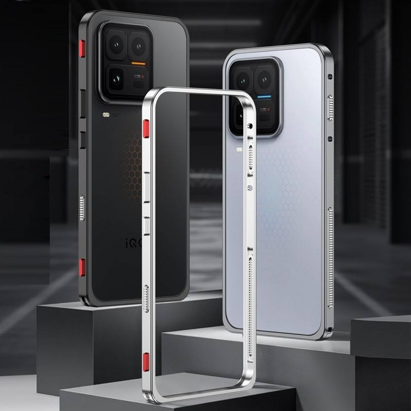 Luxury Metal Frame Armor Phone Case with Red Accents - Shockproof Protective Cover
