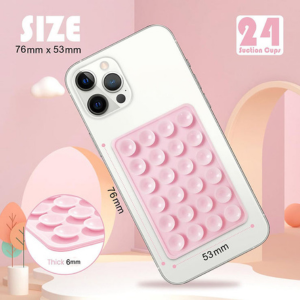 Silicone Double-Sided 24 Suction Cup Phone Grip Holder - Detachable Sticky Cell Phone Mount for Selfies & Videos