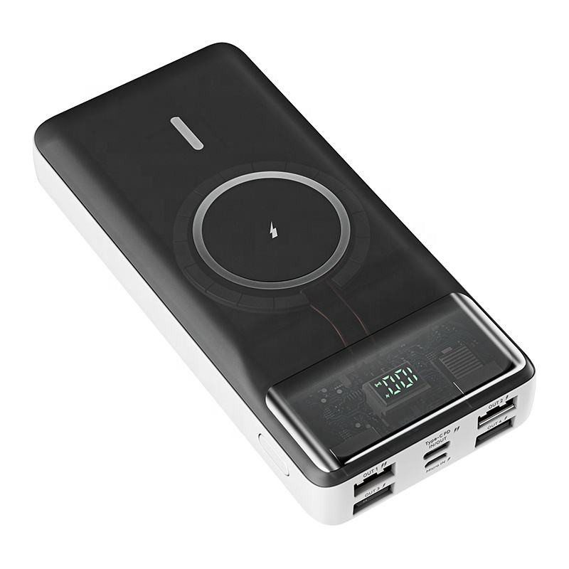 KONFULON 20000mAh Wireless Power Bank with 20W Fast Charging & Built-in Phone Holder - Portable Magnetic Charger