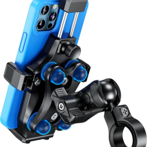 Heavy Duty Motorcycle Phone Mount with Anti-Vibration Shock Absorber - 360° Adjustable Handlebar Holder