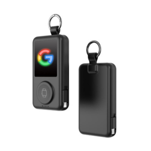 Mini Smartwatch Charger Keychain with Digital Display - Portable Power Bank for Apple Watch