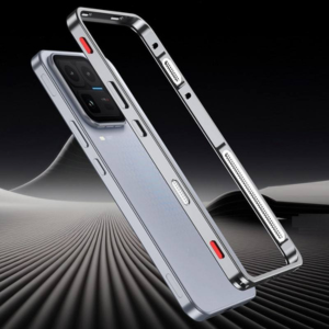 Luxury Metal Frame Armor Phone Case with Red Accents - Shockproof Protective Cover