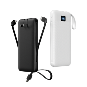 Built-in Cable Power Bank with Digital Display - 2-in-1 USB-C & Lightning Portable Charger