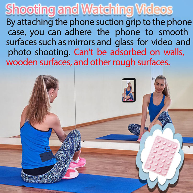 Silicone Double-Sided 24 Suction Cup Phone Grip Holder - Detachable Sticky Cell Phone Mount for Selfies & Videos