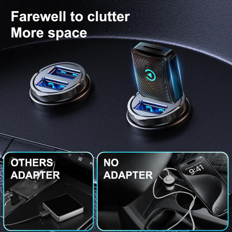 Wireless CarPlay & Android Auto Adapter - USB-C Dongle for Car Stereo