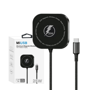 25W Magnetic Wireless Charger - Aluminum Fast Charging Pad with USB-C Cable