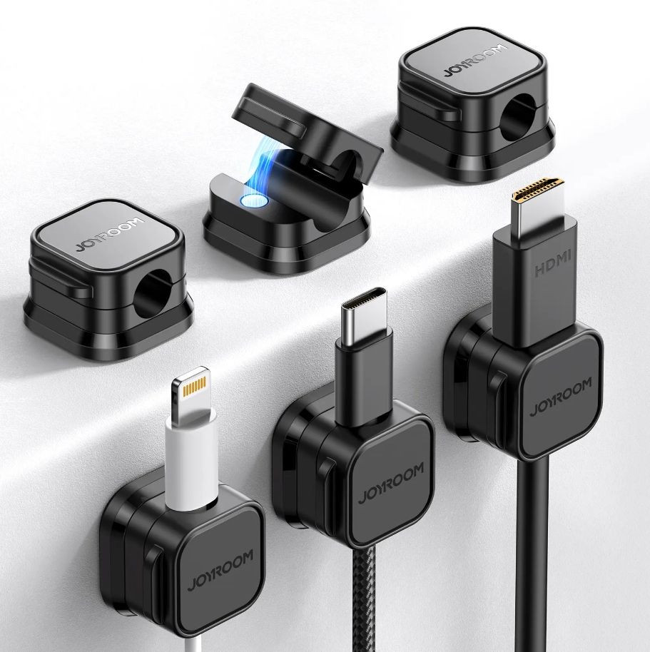Joyroom Magnetic Cable Clips Organizer - Small Cable Management Holder for USB, Charging Cables & Accessories